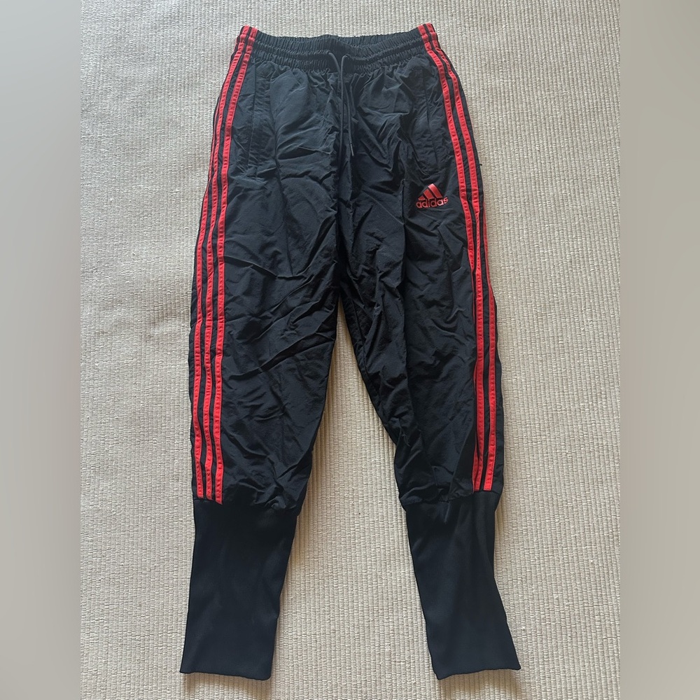Adidas Black Joggers with Red Accents
